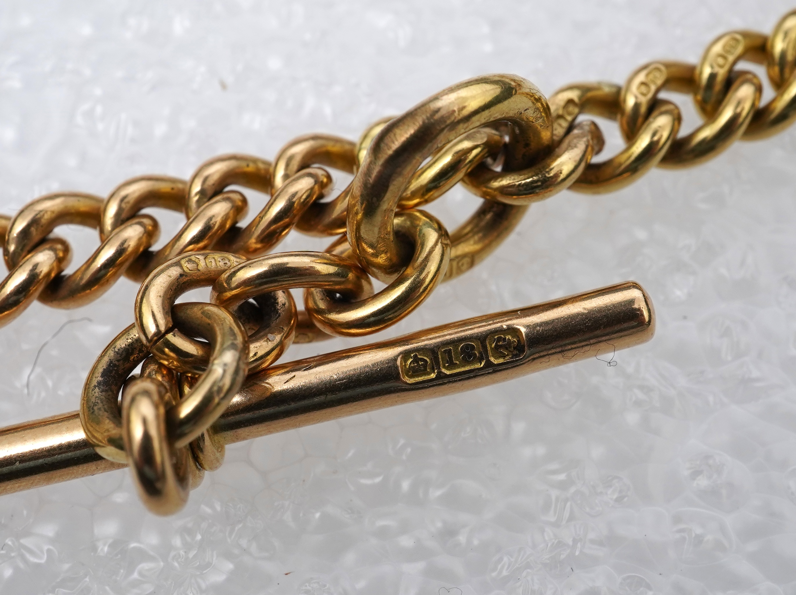 A Victorian 18ct gold watch chain, circa 1886